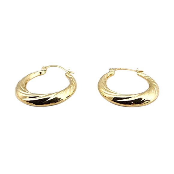 14K Yellow Gold Twisted Hoop Earrings #22724 - Picture 10 of 11